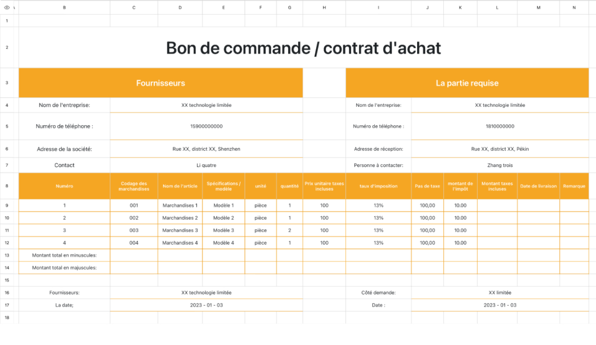 Commandes & contrats d'achat
